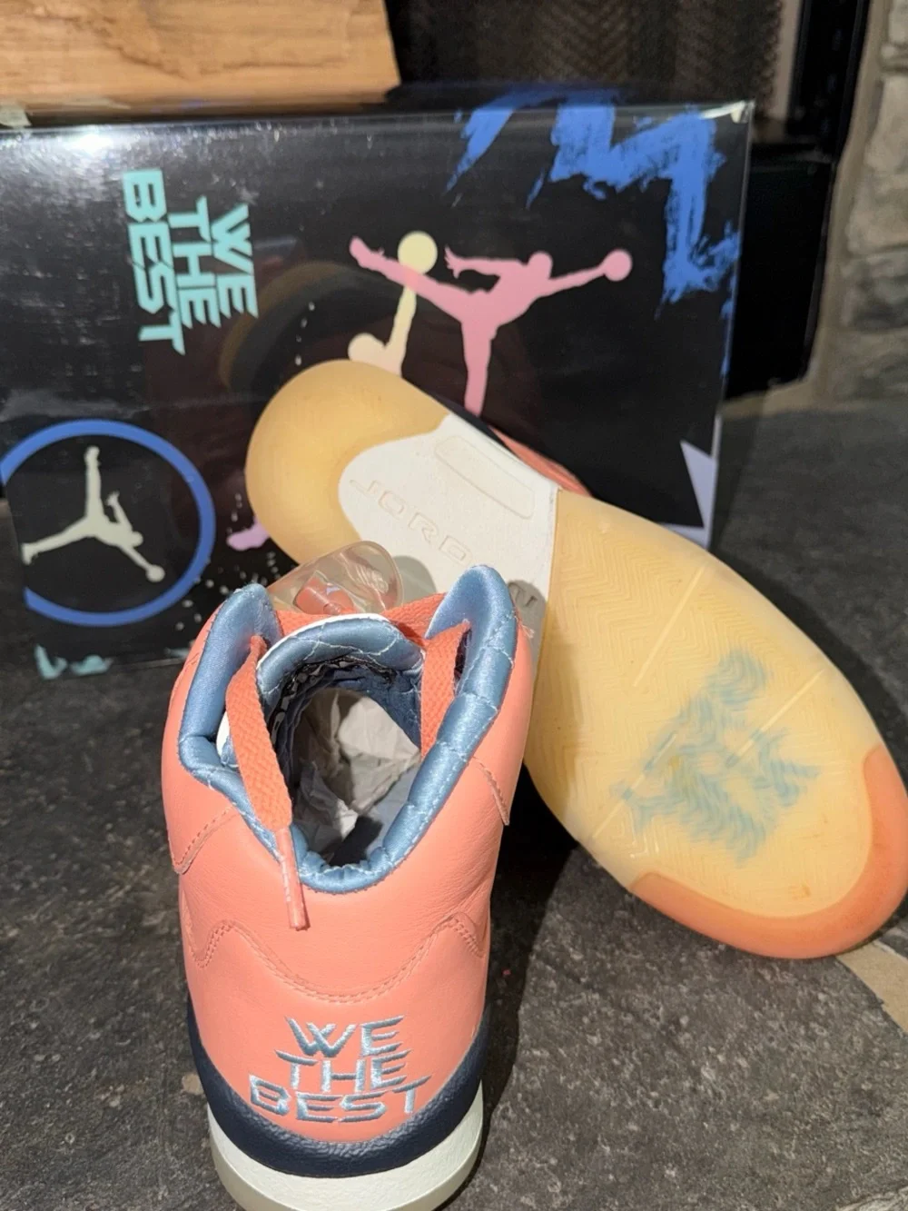 Jordan Kids' Retro Sneakers - Coral Orange Upper with Cream Sole